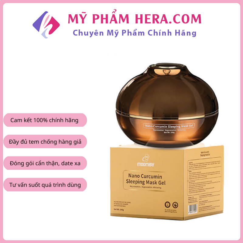 Gel Mặt Nạ Ngủ Nghệ Nano Moomery Dưỡng Trắng Da Mờ Thâm Nám Tàn Nhang An Toàn Lành Tính Dùng Được Cho Bầu và Sau Sinh lọ 100g