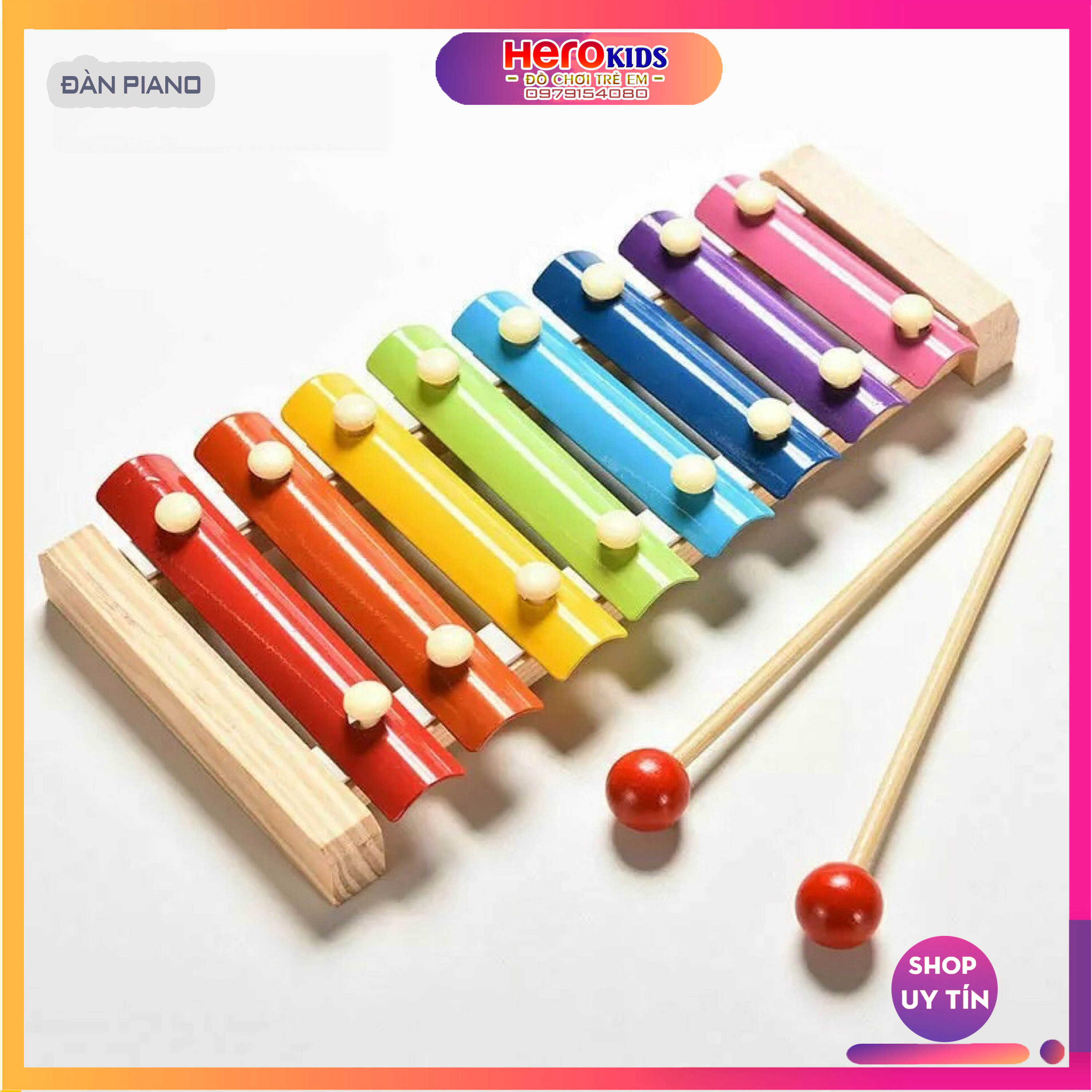 [HCM]Đàn Piano Xylophone Gỗ 8 Thanh Quãng - Đồ chơi âm nhạc cho bé
