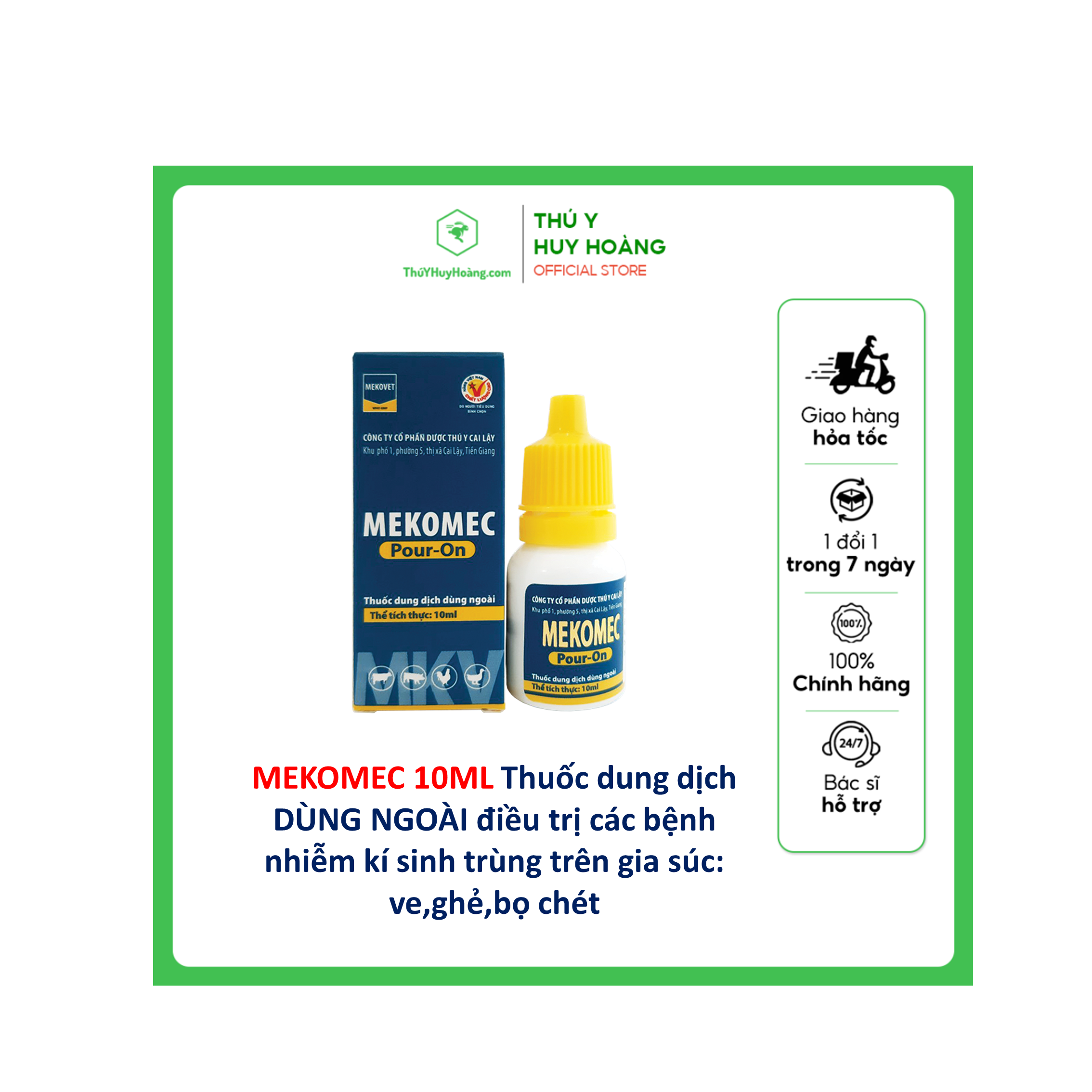 MEKOMEC lọ 10ml nhỏ lông ve ghẻ bọ chét rận cho chó mèo thỏ gia súc