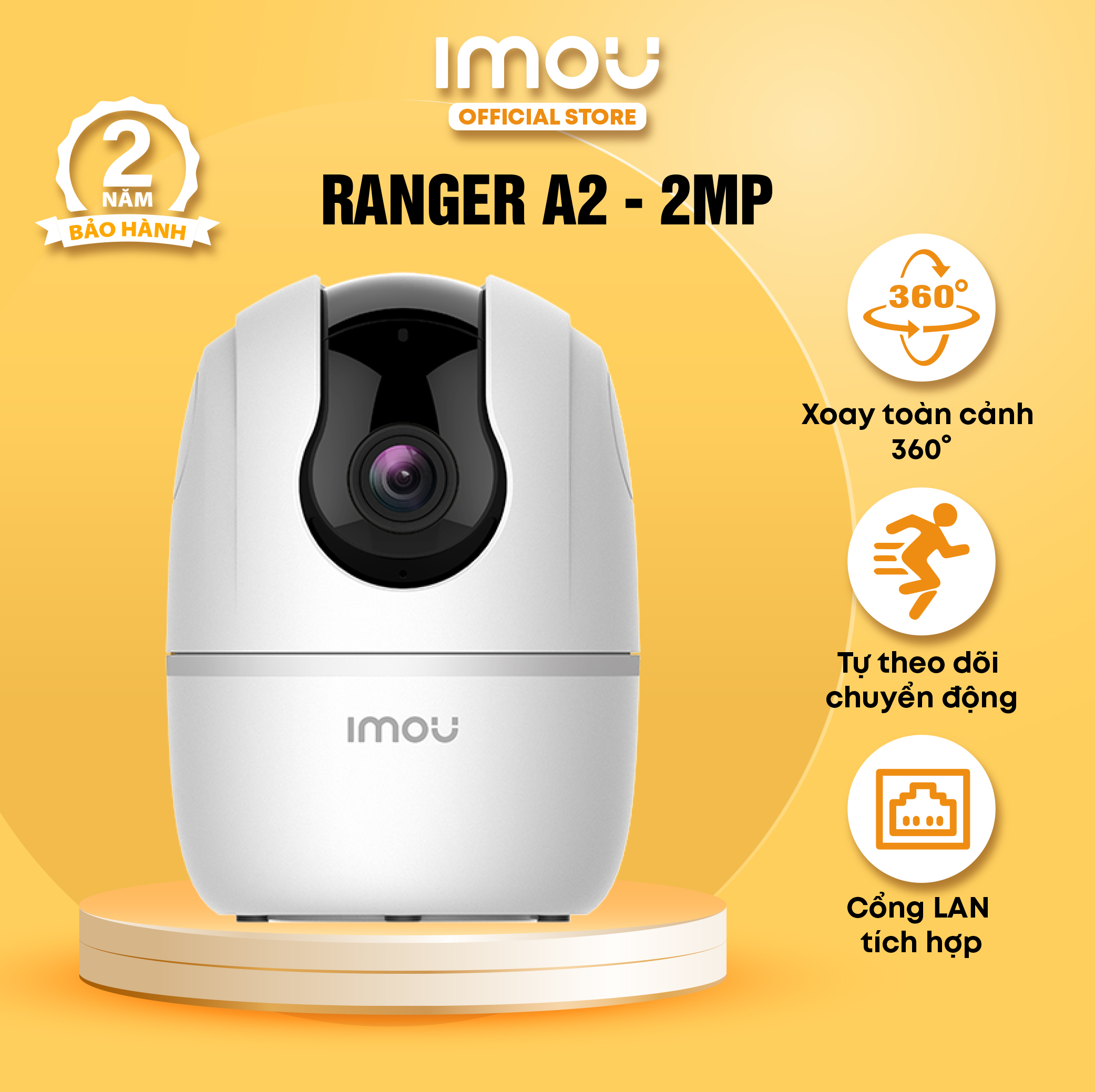 Camera wifi trong nhà imou ranger a2 i ipc-a22ep i xoay toàn cảnh 360 i đàm thoại 2 chiều i bảo hành 2 năm i a22ep
