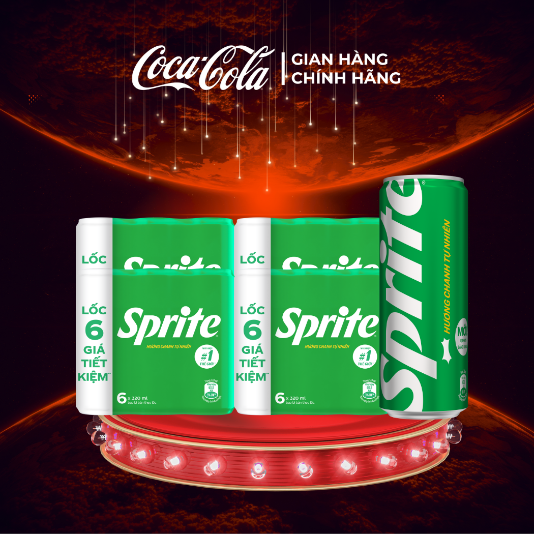 [SIÊU SALE ] Lốc 24 Lon Nước Ngọt Giải Khát Sprite Vị Chanh 320ml/Lon Sale 8.8 Coca-Cola Chính Hãng_LD