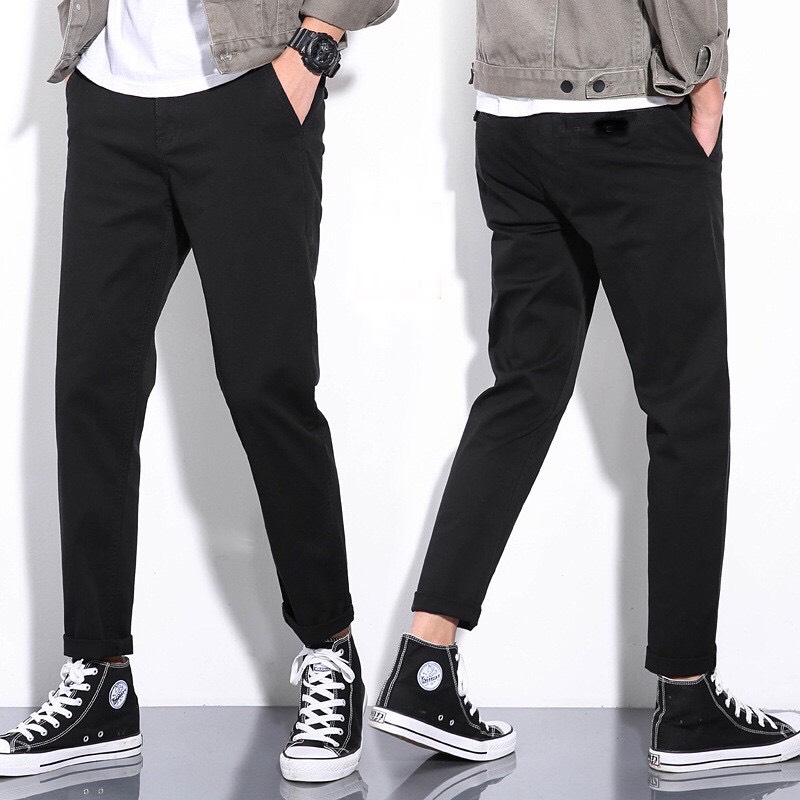 Quần kaki Nam BIGSOP KK01 màu đen, dáng trẻ, co giãn 4 chiều, vải dày dặn