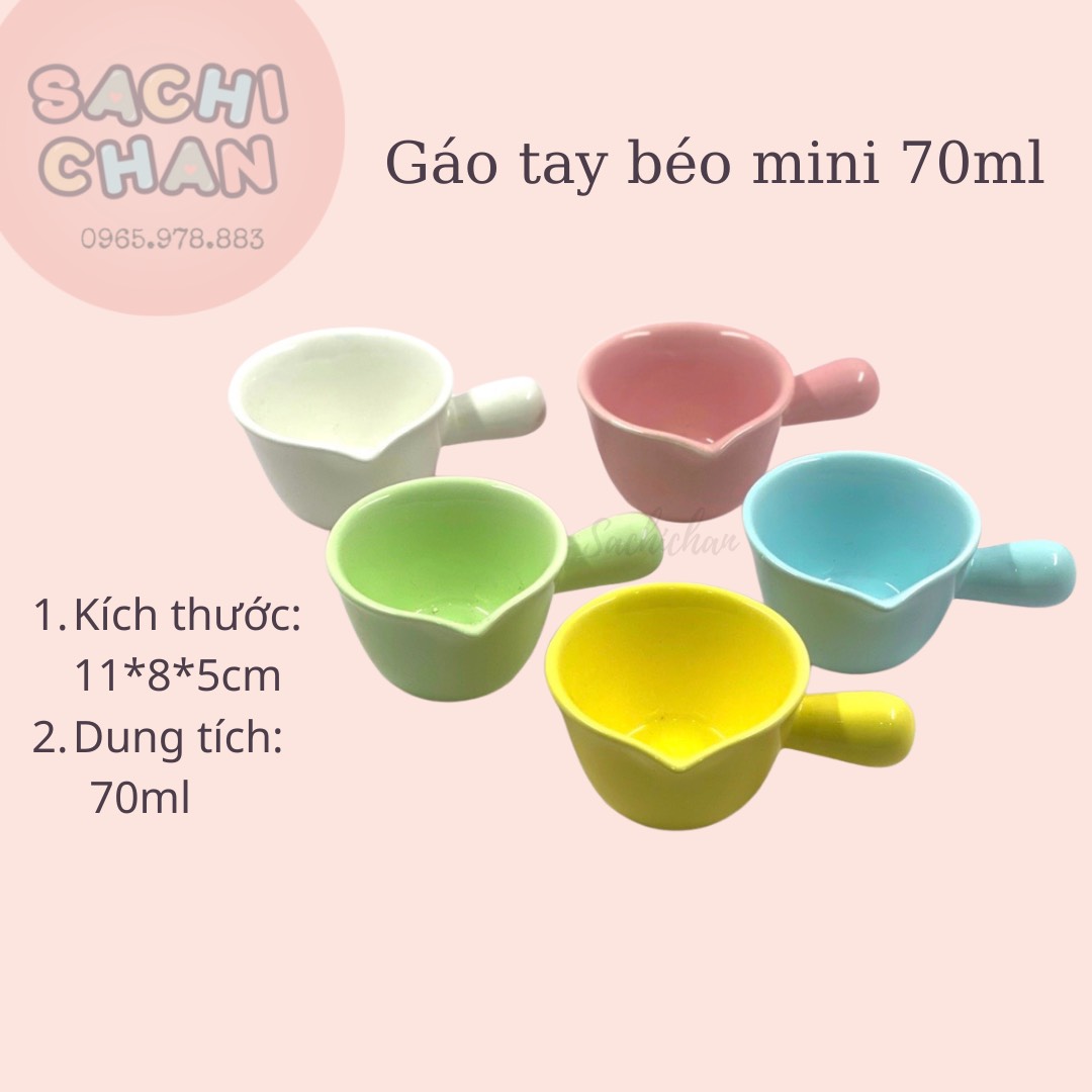 [Cửa tiệm Sachi Chan] Chén bát ăn dặm hình gáo tay béo - mini 70ml - sứ cao cấp - an toàn khi sử dụng