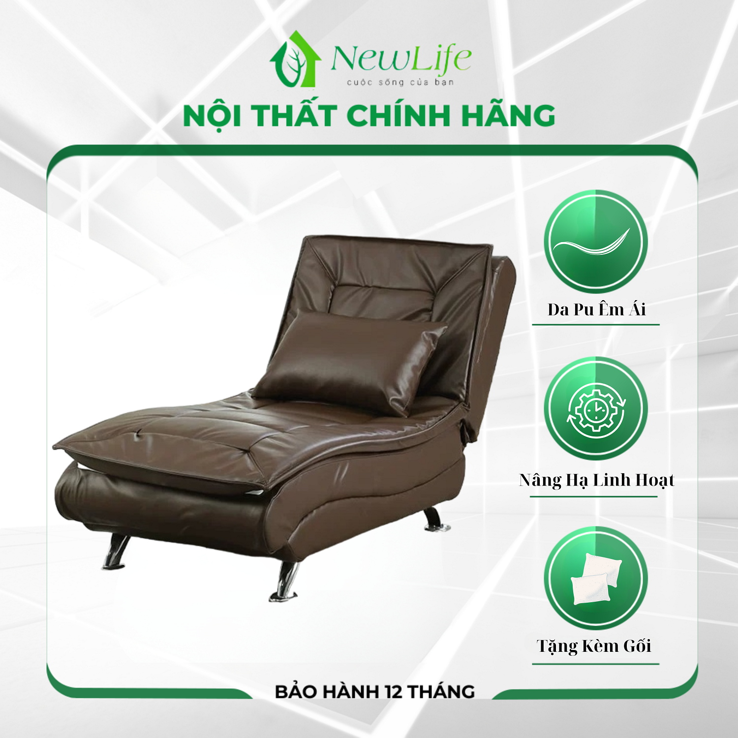 Ghế sofa giường nằm thư giãn bọc da tặng kèm gối - Ghế thư giãn, ghế sofa lười Có Kèm Ảnh Thật
