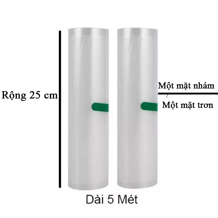 Bộ 2 cuộn túi hút chân không một mặt nhám kích cỡ 25x500cm