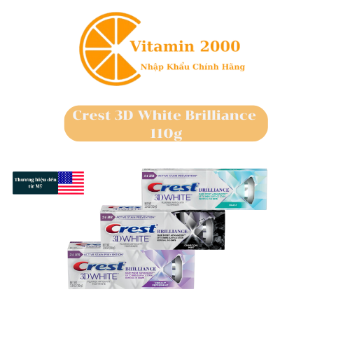 Kem đánh răng dưỡng trắng răng Crest 3D White Brilliance Peppermint