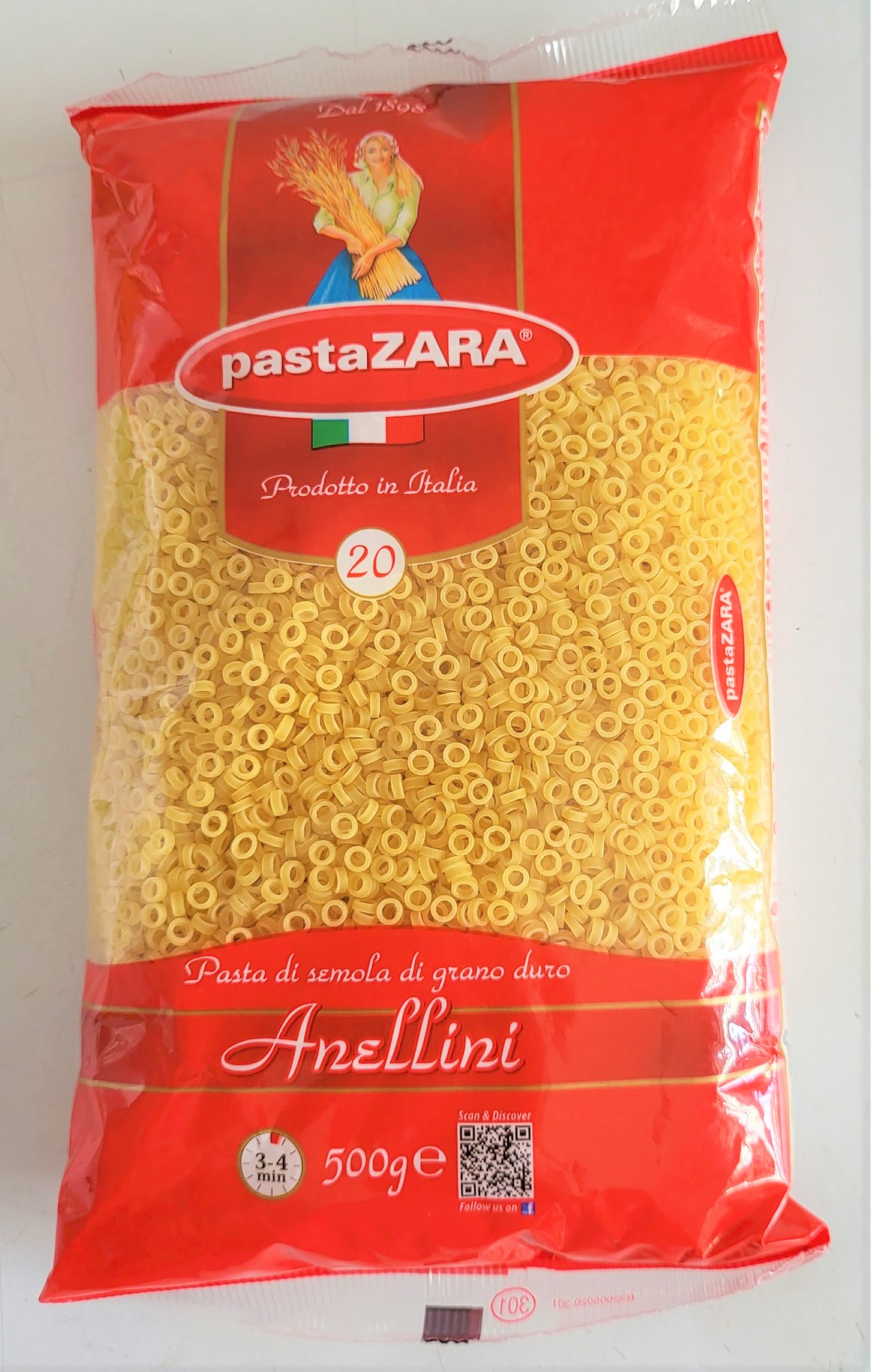 Nui hình chữ o pasta zara pasta di semola di grano duro