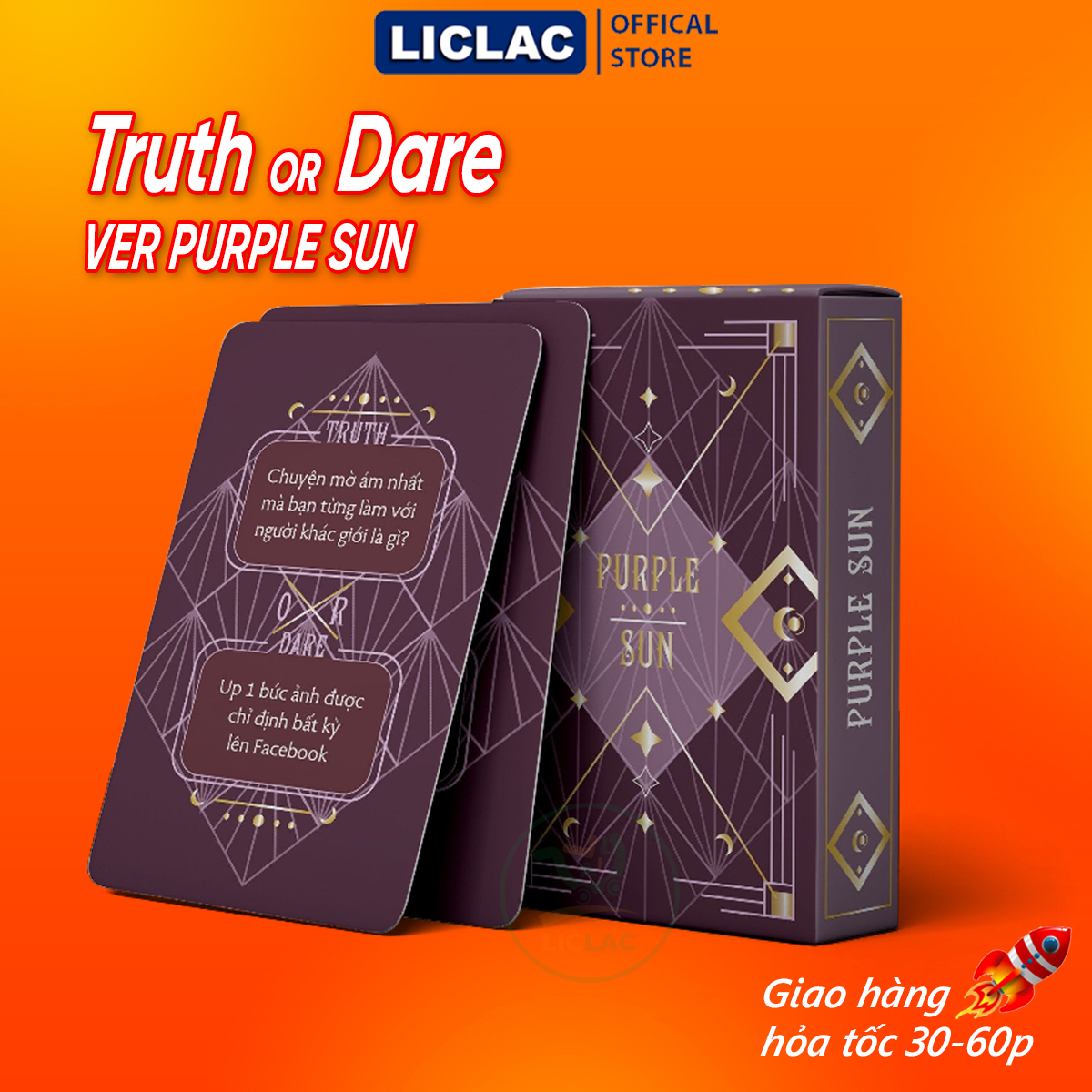 Bộ bài Truth Or Dare Ver Purple Sun Việt Hóa 50 lá phong cách Tarot