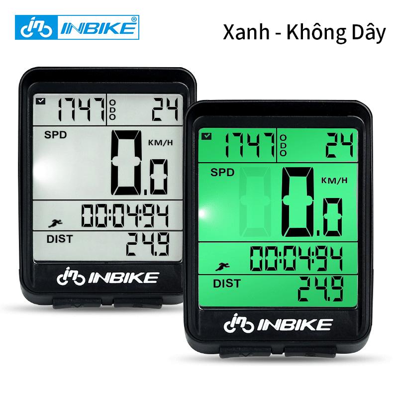 INBIKE Máy Tính Xe Đạp Không Dây Chống Nước, Đồng Hồ Đo Quãng Đường Đạp Xe MTB Đồng Hồ Bấm Giờ Chống Mưa Đồng Hồ Đo Tốc Độ LED Tốc Độ Kỹ Thuật Số [Xanh-Không Dây] GPS