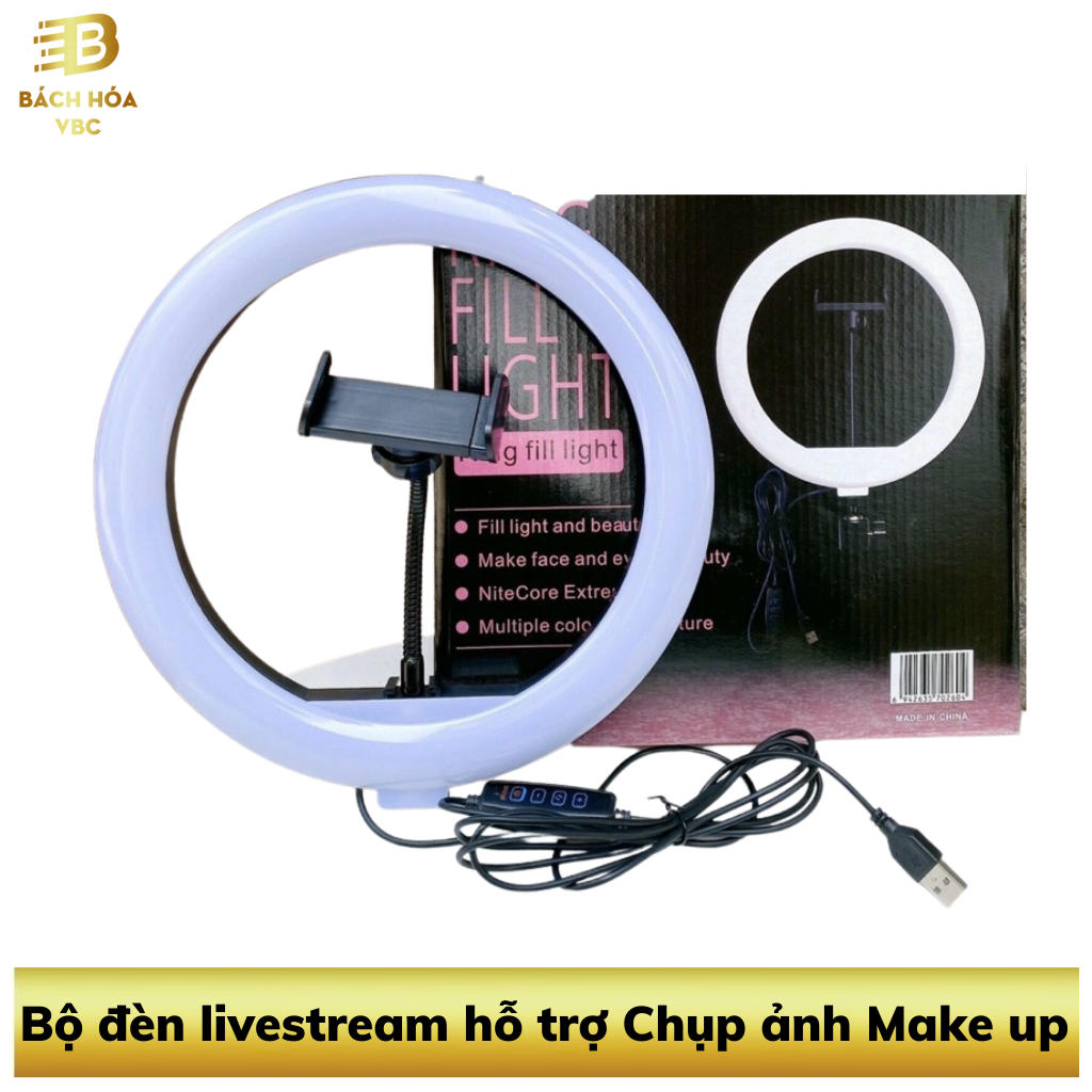 Đèn livestream full box loại 1 không kèm chân size 30cm 33cm hỗ trợ chụp ảnh make up bán hàng quay tiktok, đèn livestream cao cấp