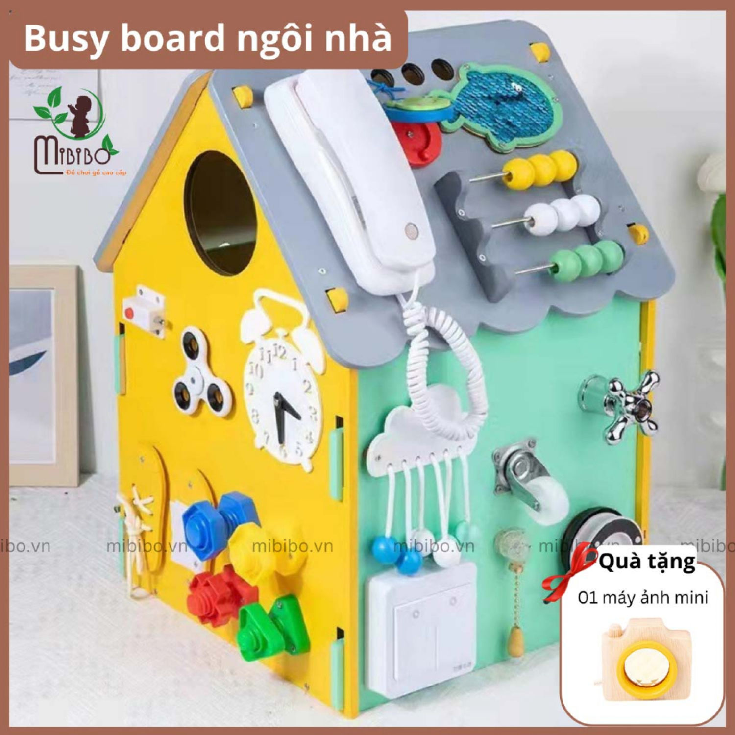 Bảng bận rộn, busy board hình ngôi nhà Mibibo.vn, đồ chơi trí tuệ