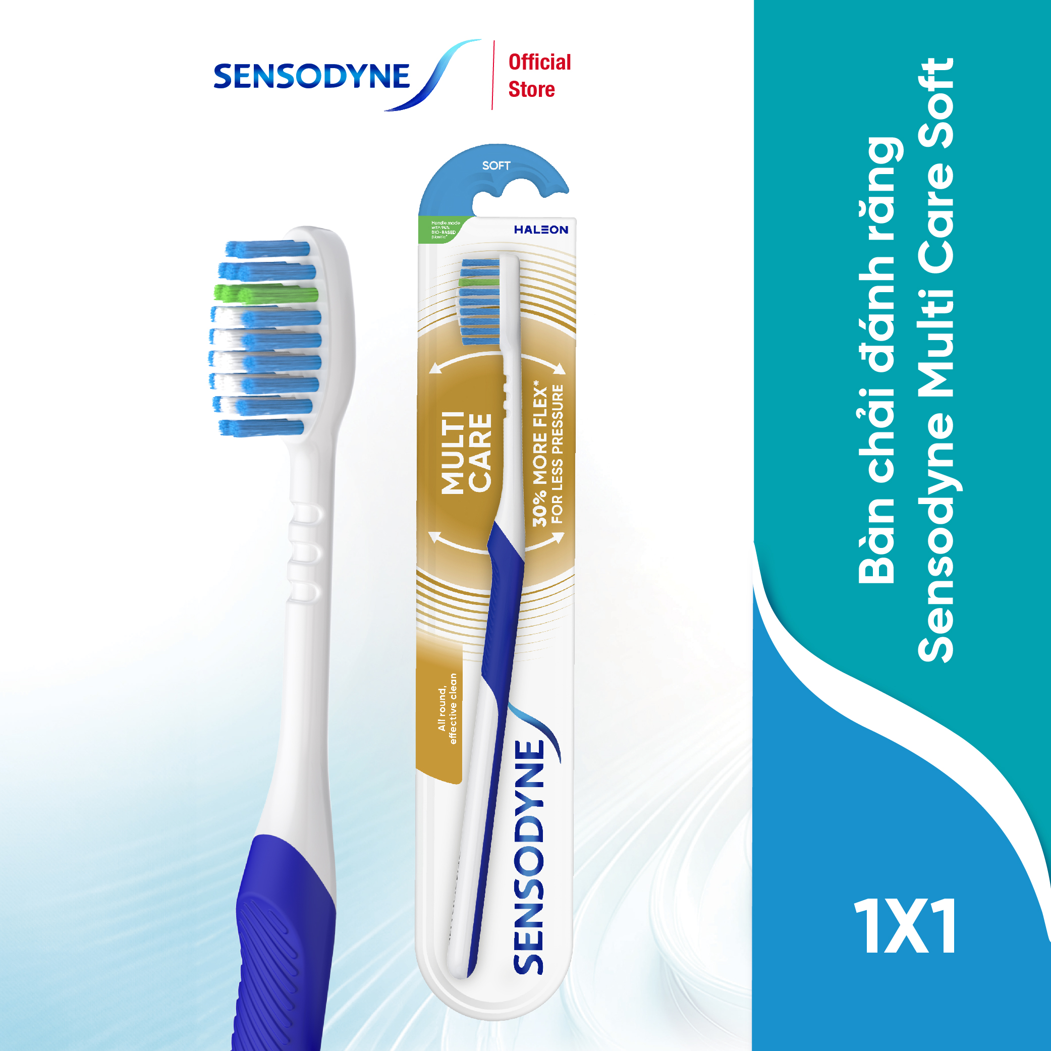 Bàn chải đánh răng SENSODYNE Multicare Soft với lông bàn chải mềm, làm sạch răng toàn diện, bảo vệ nướu