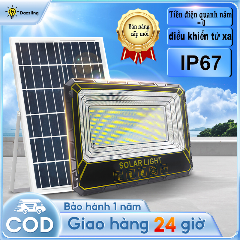 Đèn năng lượng mặt trời 2000w đèn led pha chống lóa cao cấp đèn năng lượng mặt trời sân vườn siêu sáng chống nước