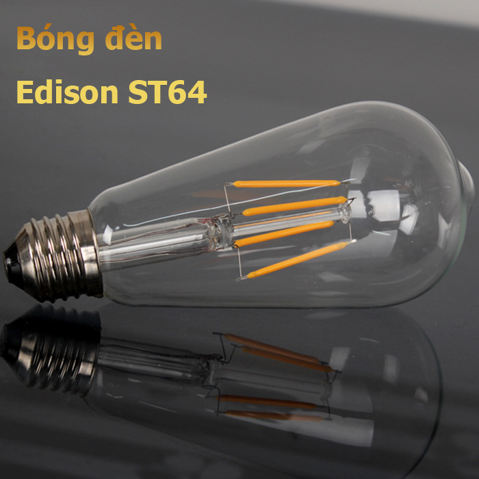 Bóng đèn led 4w edison st64 c35 g45 3000k e27