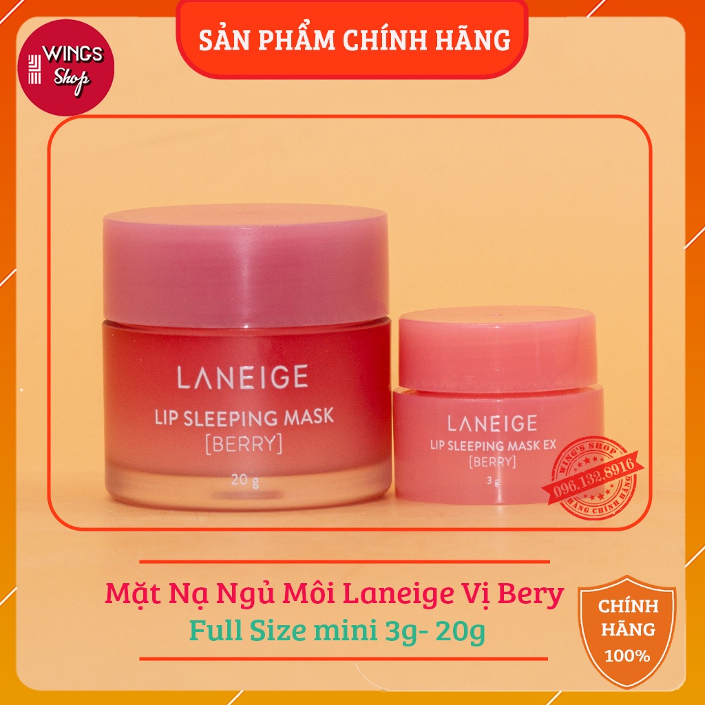 Mặt nạ ngủ môi laneige vị bery | laneige lip speeping mask full size mini 3g- 20g