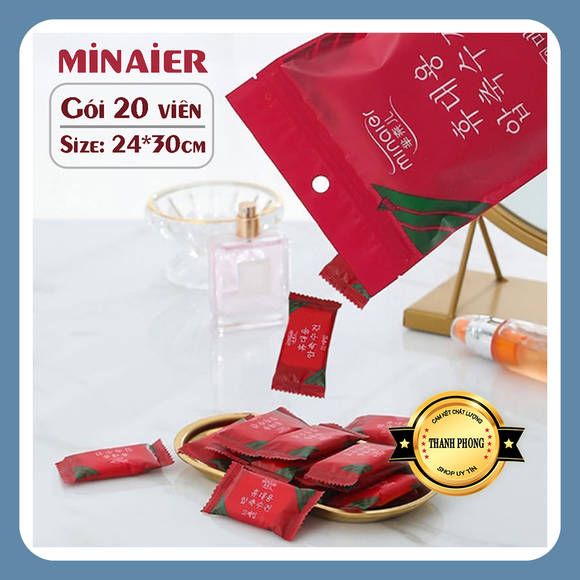 Gói 20 viên khăn nén minaier xuất hàn quốc - khăn nén viên chữ nhật