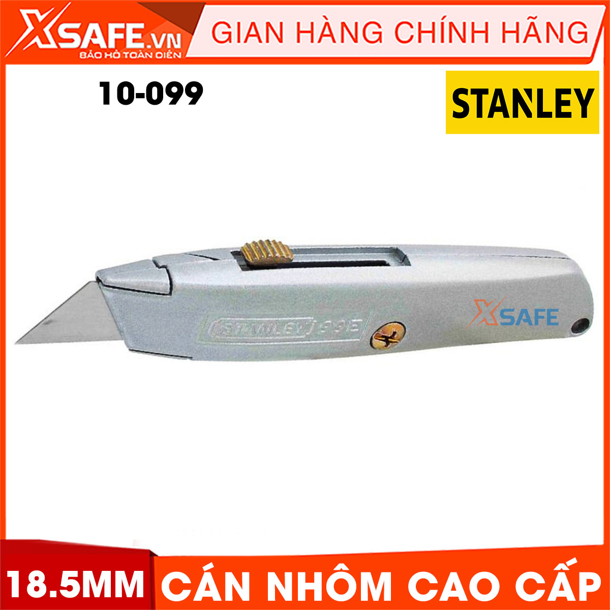 Dao rọc cán nhôm 18.5x152mm STANLEY 10-099 lưỡi dao được làm từ hợp kim thép. Dao rọc Stanley phần cán được làm bằng nhôm cao cấp có trọng lượng nhẹ, bền đẹp, có chốt khoá dao để điều chỉnh