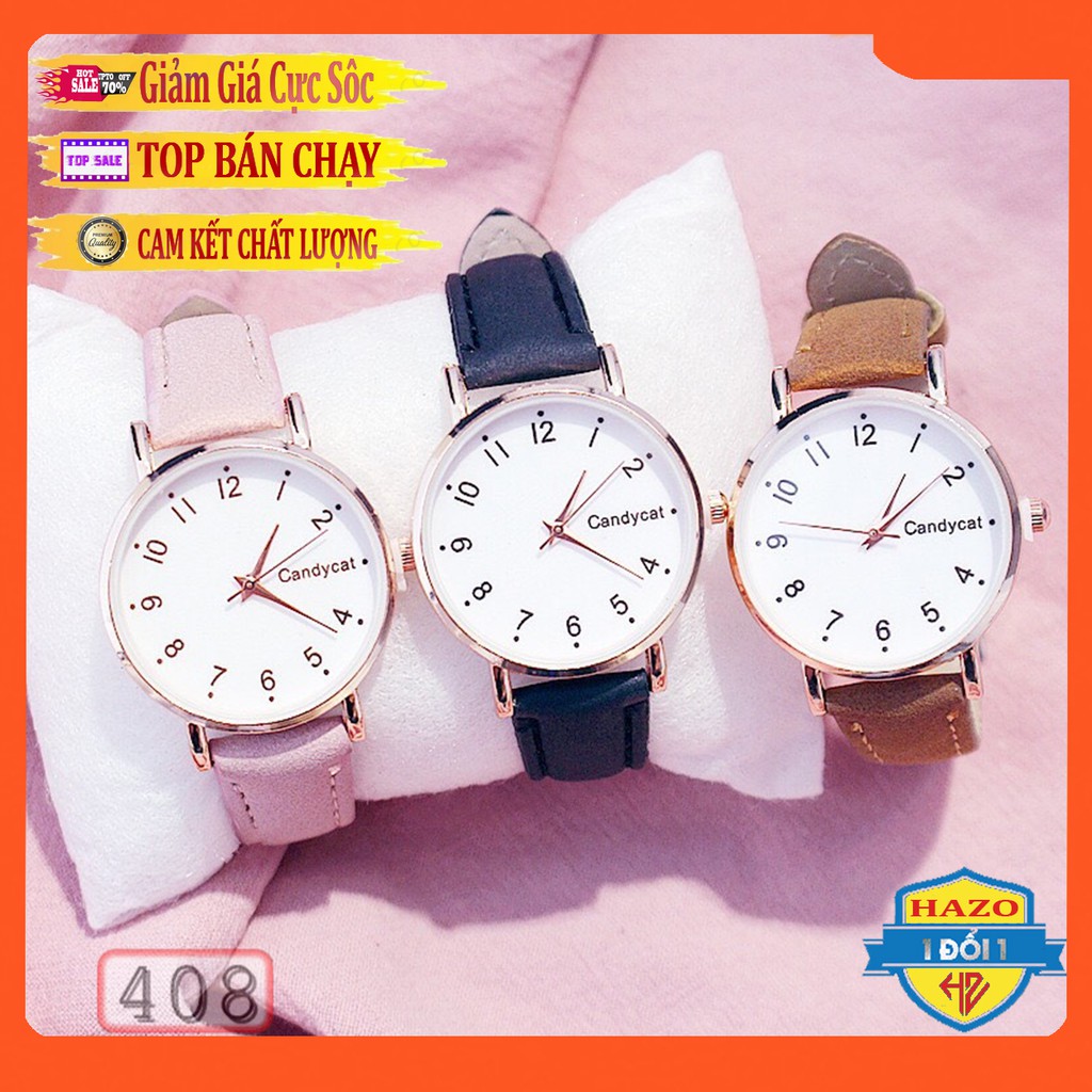 Đồng hồ nữ dây da candycat mặt số d408 thời trang