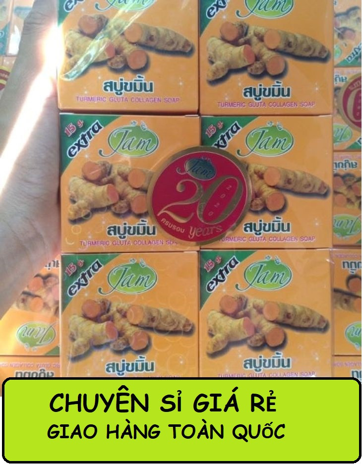 Combo 12 bánh Xà phòng nghệ Jam hỗ trợ điều trị mụn, mụn lưng, mụn face, Xà phòng hỗ trợ điều trị thâm, viêm chân lông, xà phòng trắng da, xà phòng trị mụn Thái Lan