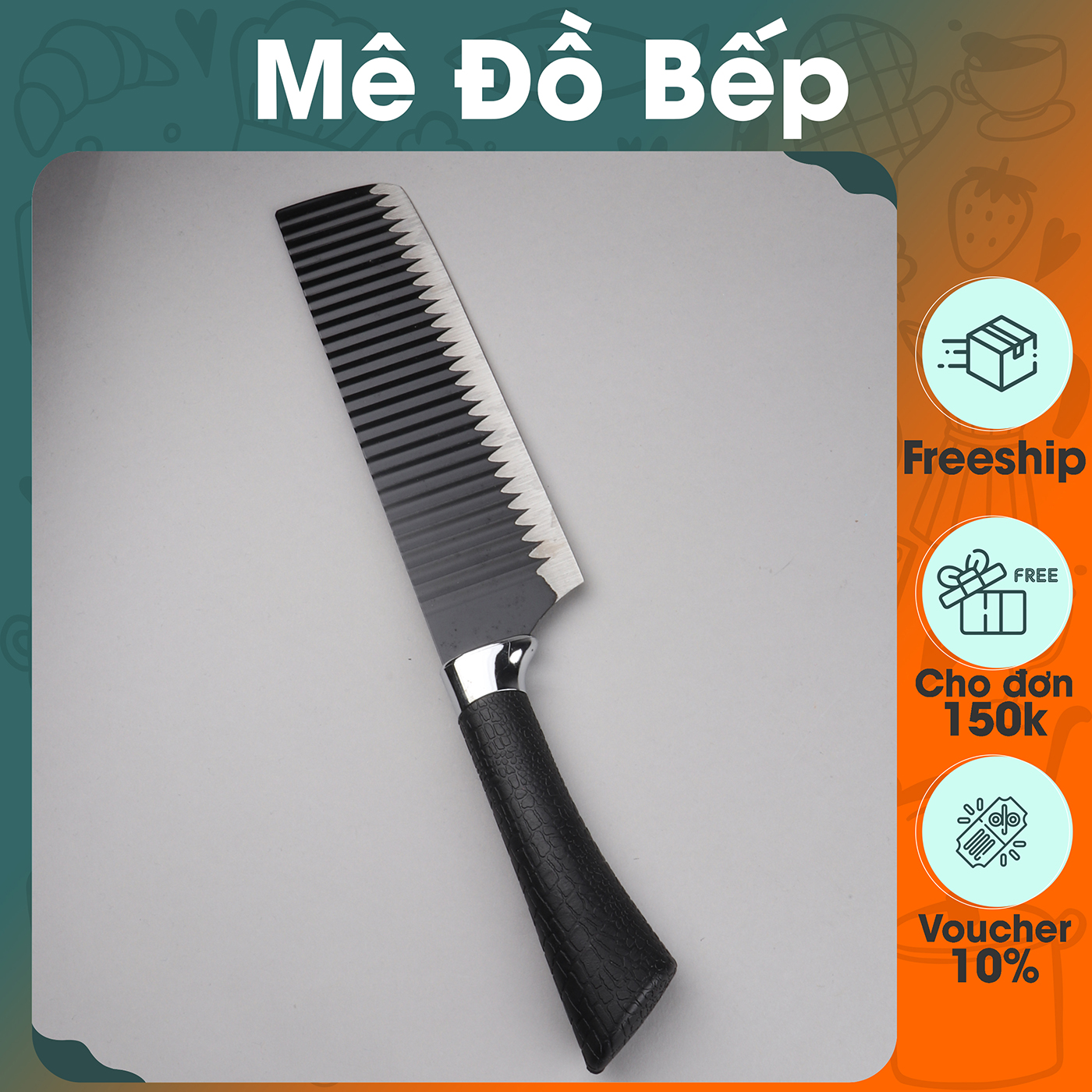 Dao bếp Nhật Bản Bam House loại 1 lưỡi thép siêu bén và cán cao su cao cấp mũi ngang DGS01 – Gia dụng bếp