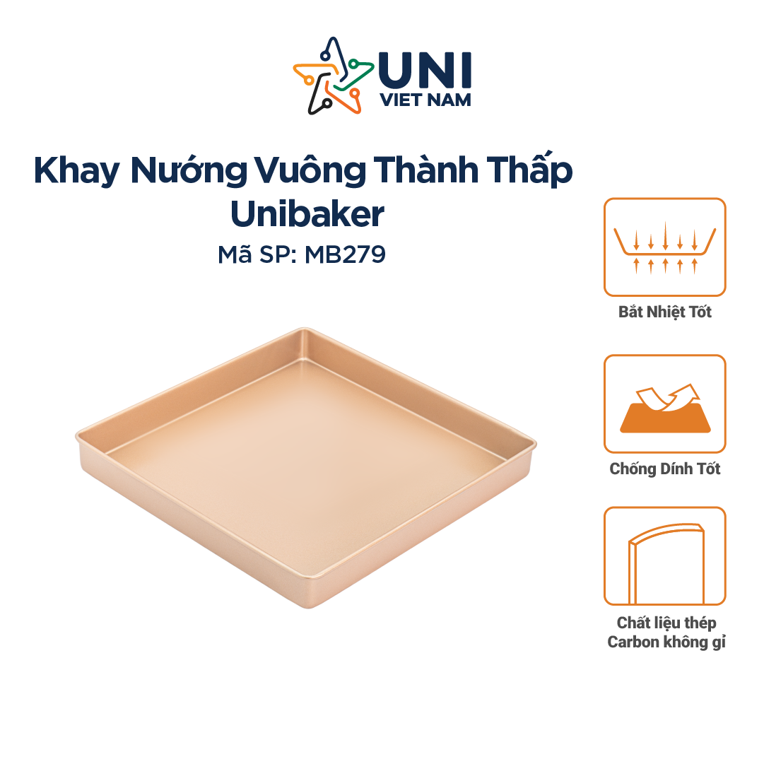 Khay nướng vuông thành thấp Unibaker MB279