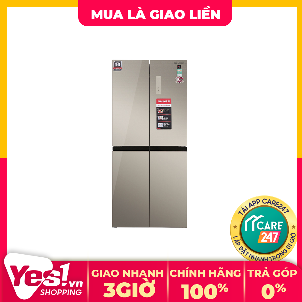 Tủ lạnh sharp inverter 401 lít sj-fxp480vg-ch - bảo hành chính hãng - voucher 10% lên đến 800k