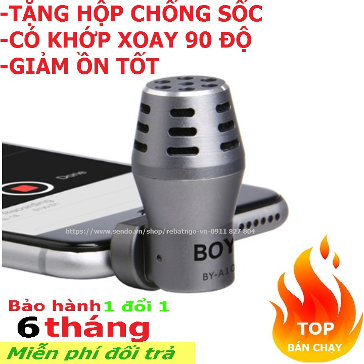 Micro Thu Âm, Mich Hat Karaoke. Mic Thu âm không dây Boya BY-A100 Microphone cho điện thoại Boya BY-A100 (Bạc).