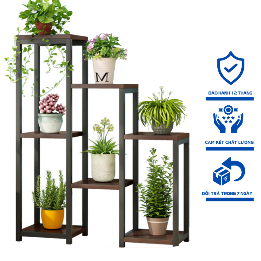 Kệ để chậu hoa, kệ trang trí ban công phòng khách bậc thang, kệ hoa phòng khách gỗ tự nhiên phong cách Bắc Âu