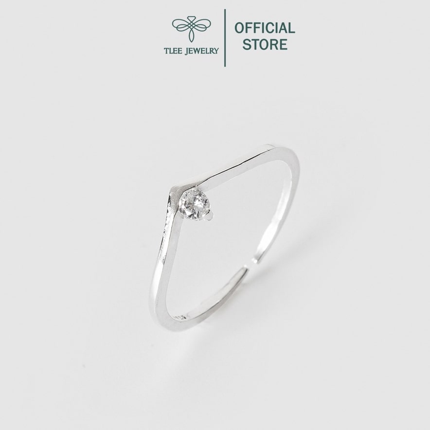 Nhẫn bạc nữ TLEE cung đính một viên đá cách điệu freesize TleeJewelry A0259