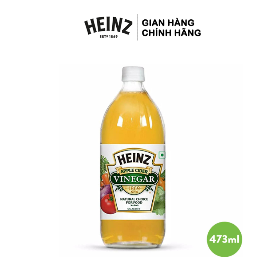 Giấm Táo thuỷ tinh Mỹ HEINZ 473ml (Date 2025)