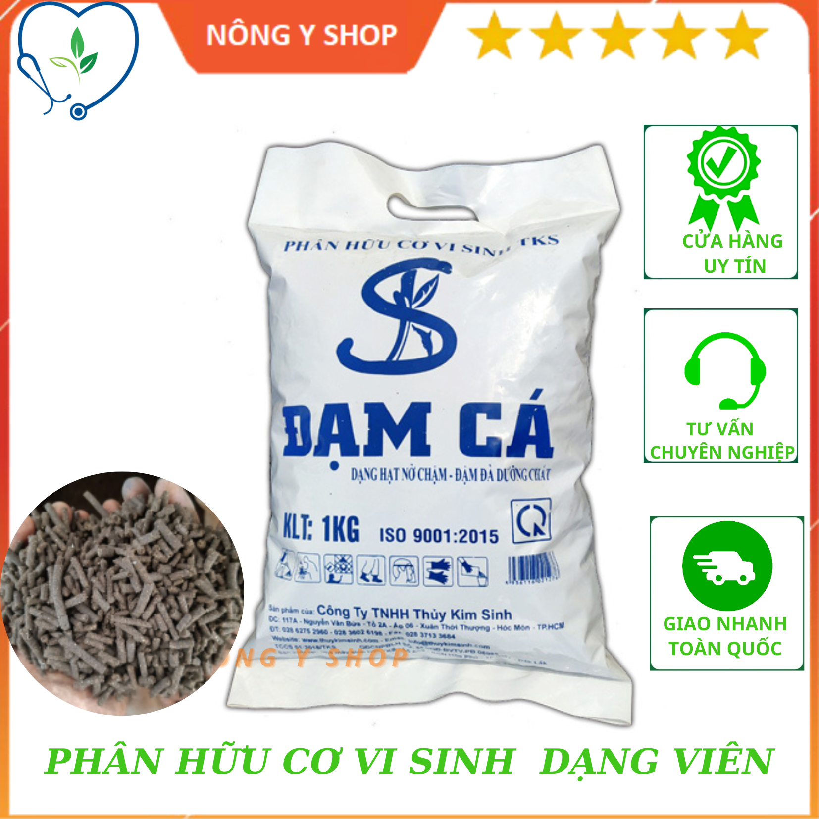 Phân bón hữu cơ vi sinh tks - đạm cá- thủy kim sinh - 1kg - tan chậm, dạng viên