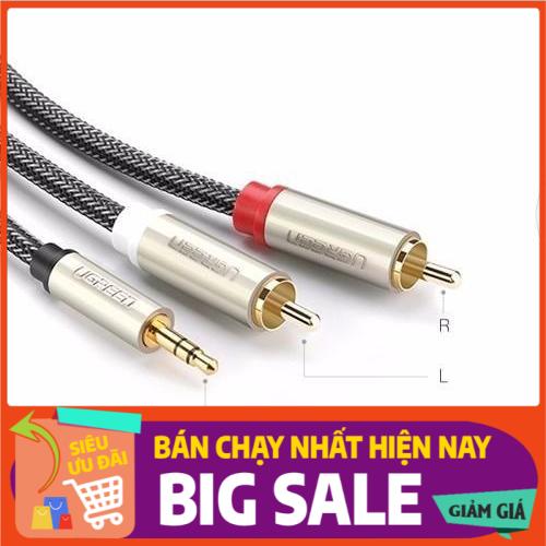 Cáp audio 3.5mm to 2 rca dài 2m ugreen 20823 mạ vàng cao cấp