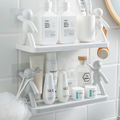 Kệ Dán Tường Nhà Tắm Họa Tiết Hình Người Độc Đáo  ,Kệ Nhựa Nhà Bếp Dán Tường Siểu Dính