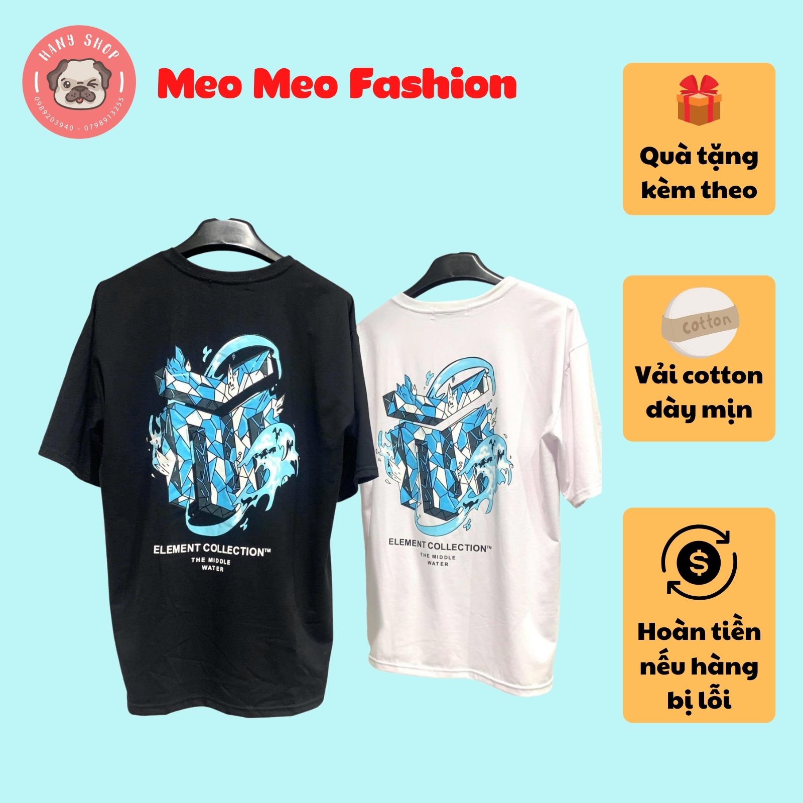 Áo thun tay lỡ form rộng The Middle Mệnh Thủy phong cách unisex cho cả nam nữ, vải cotton 100% co dãn 4 chiều, hình in to và cực bền AL27 - Meo Meo Fashion