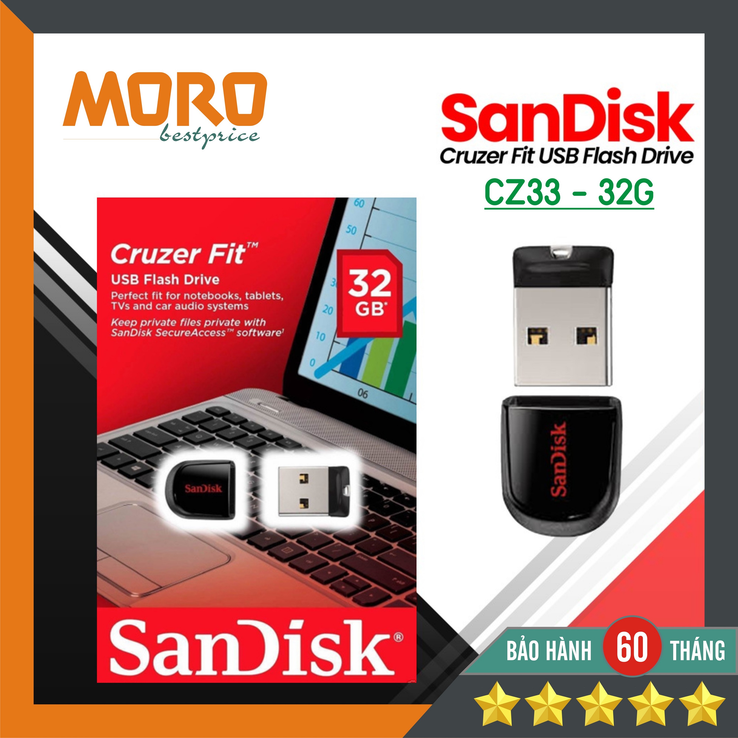 USB mini siêu nhỏ Sandisk Cruzer Fit CZ33 - USB 16GB / 32GB 2.0