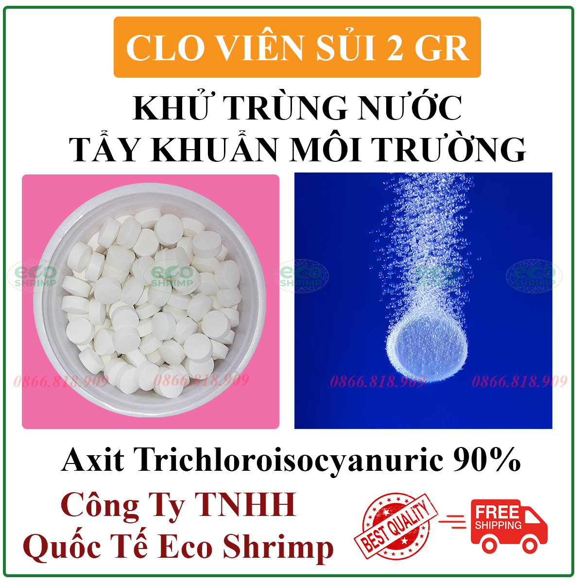 Hộp 250 viên clo viên sủi khử trùng làm trong nước - xịt khuẩn khử trùng môi trường