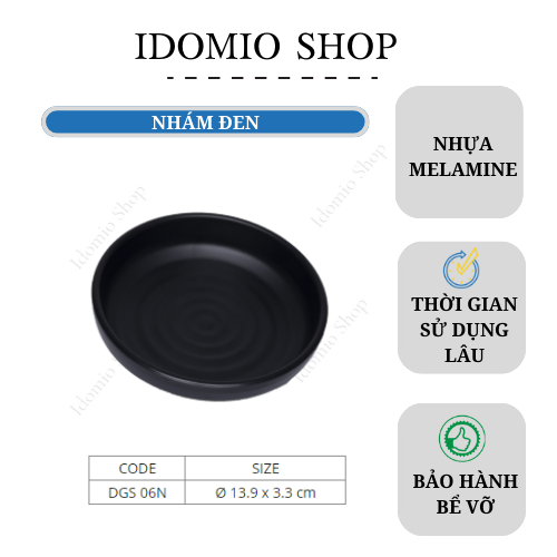 Dĩa màu đen nhựa melamine cao cấp 14cm – dgs06n