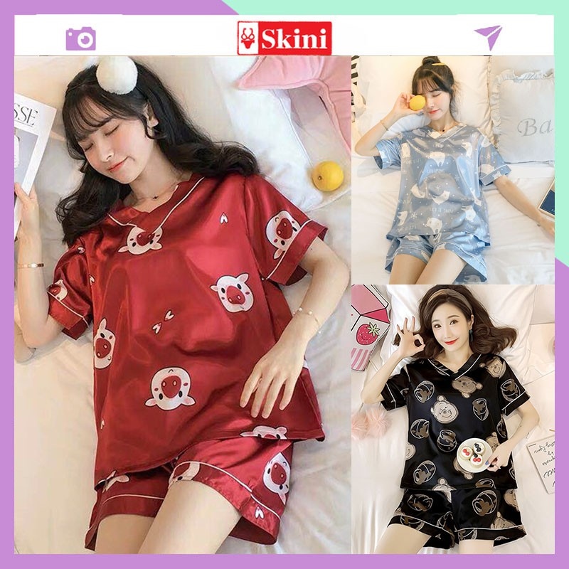 Lịch Sử Giá Bộ Đồ Nữ ❤️Freeship❤️ Bộ Đồ Ngủ Lụa Pijama Cộc Tay Mặc Nhà Cute Hoạt  Hình Họa Tiết Dễ Thương Bn23 Cập Nhật 7/2023 - Beecost