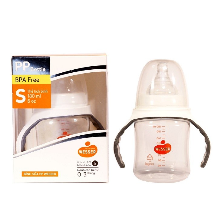 Bình sữa wesser pp cổ rộng 180/260ml - cba-bs-01