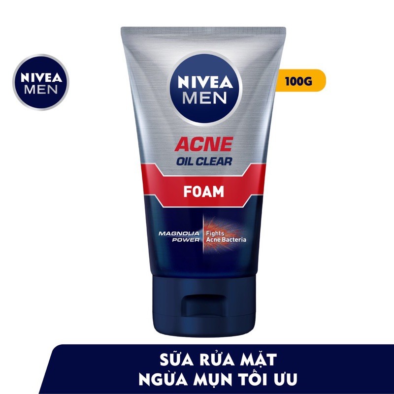 Sữa rửa mặt Nivea Men giảm nhờn ngừa Mụn 100G
