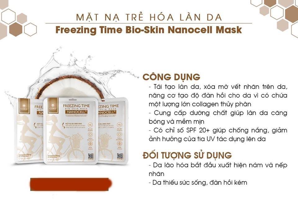 Combo 10 Mặt Nạ Da Sinh Học Tái Tạo Collagen Ngăn Ngừa Lão Hoá COKO Freezing Time Bio Skin Nanocell Mask Lên Men Từ 100% Nước Dừa Tươi Tự Nhiên Cho Làn Da Đàn Hồi Săn Chắc Và Căng Tràn Sức Sống - Hàng Chính Hãng