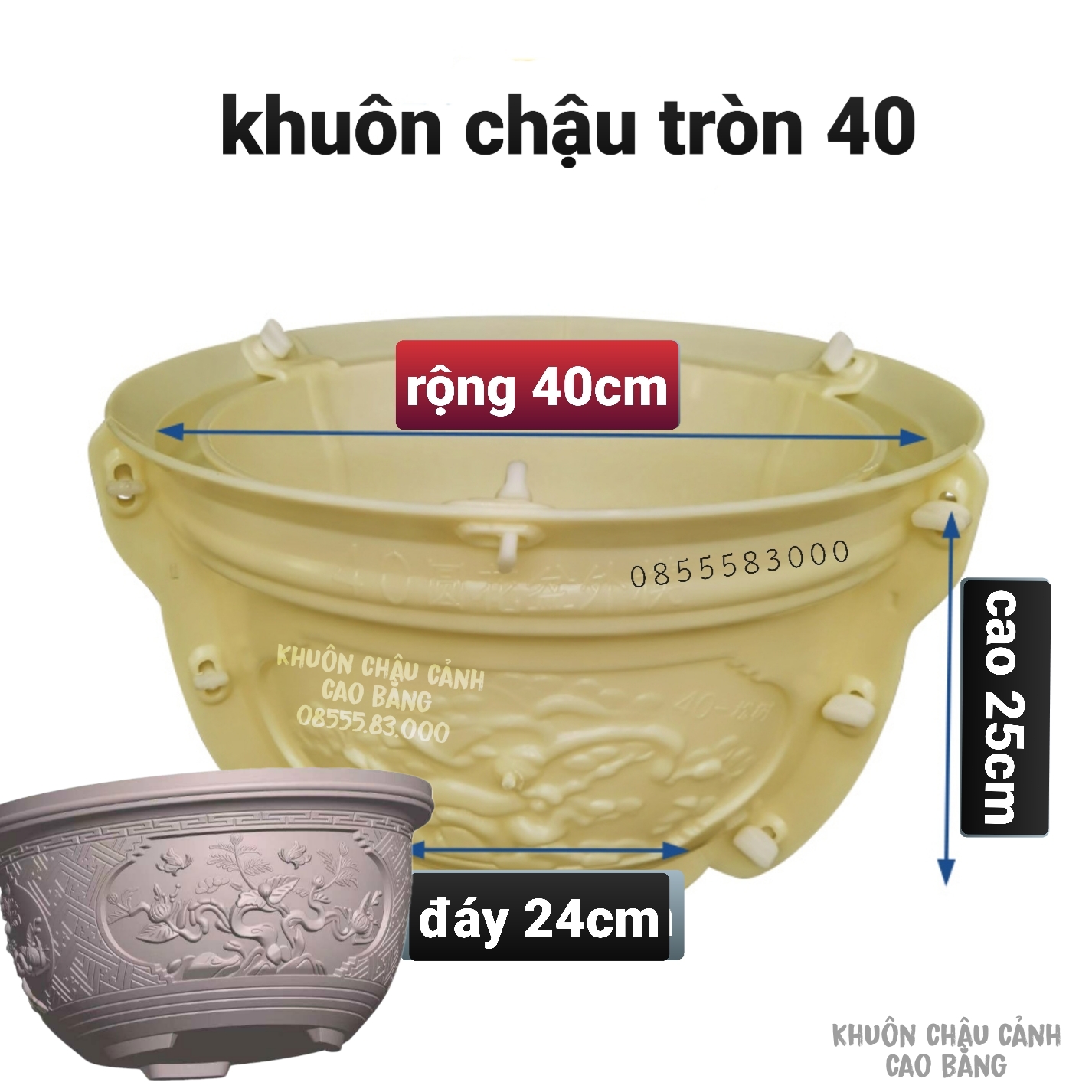 [MIỄN PHÍ SHIP 50K] khuôn đúc chậu tròn 40  . (khuôn chậu ABS có lòng trong) dễ dàng sử dụng cho người mới bắt đầu
