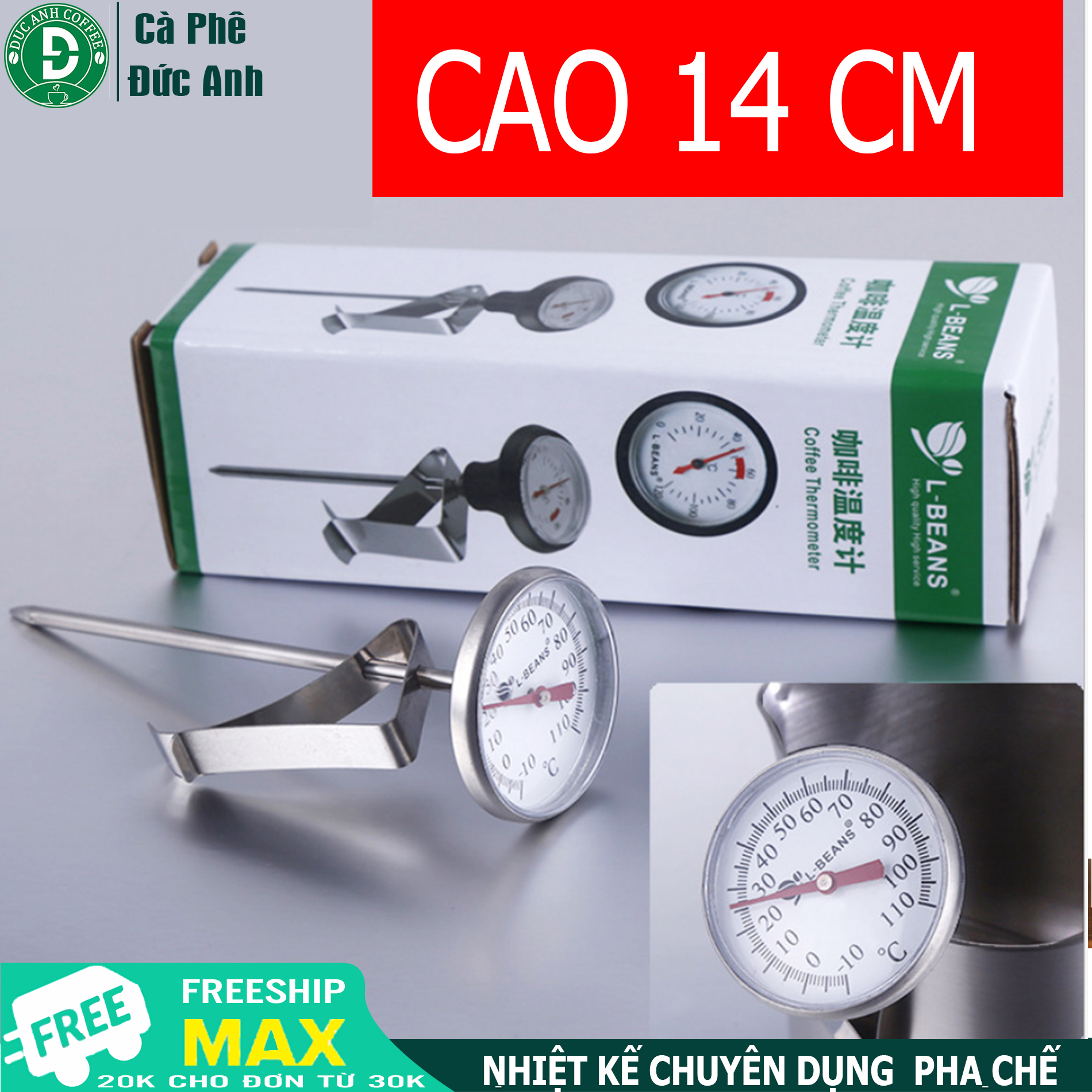 Đồng hồ đo nhiệt bằng cơ nhiệt kế cơ L-Beans dùng đo nhiệt độ trong pha chế chuyên nghiệp