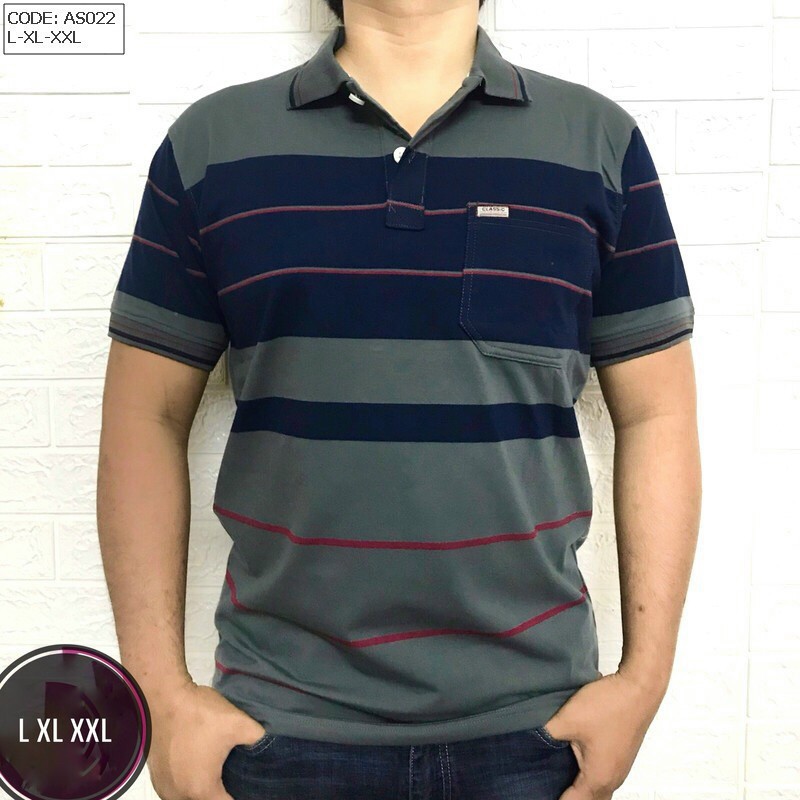 Áo Thun Nam Kẻ Sọc Cổ Bẻ Trung Niên Hàng Cao Cấp ⚡️ Hàng VNXK ⚡️Áo thun nam trung niên có túi ( chất liệu cotton 100%)