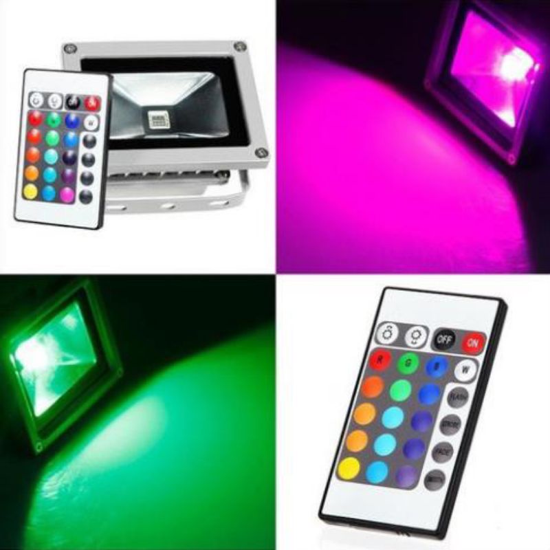 Đèn pha led đổi màu RGB 10w 20w 30w 50w có điều khiển - Đèn led RGB chiếu sáng nhà cửa sân vườn cây xanh ngoài trời