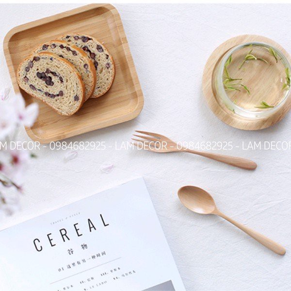 Khay phục vụ vuông gỗ tự nhiên