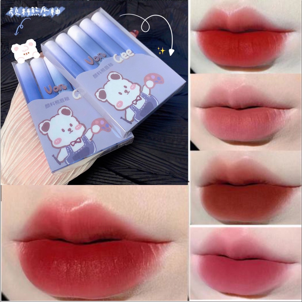 Son vongee gấu hộp xanh-Sét 5 cây siêu lì