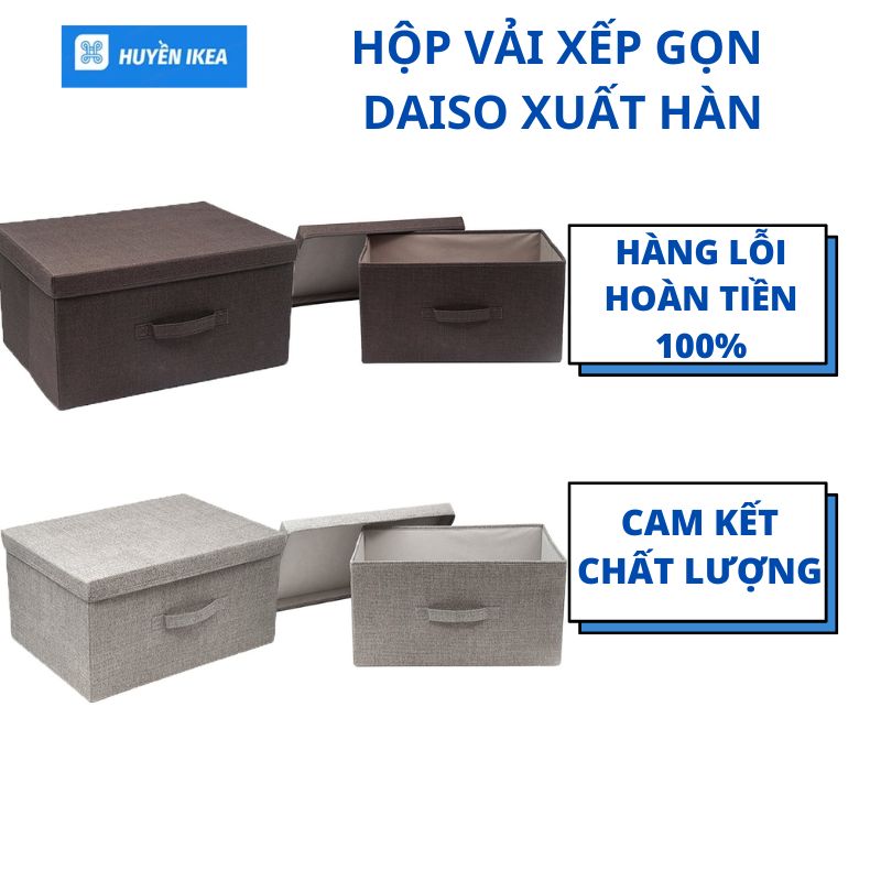 Hộp vải đựng đồ xếp gọn cứng cáp đựng đồ Daiso xuất Hàn