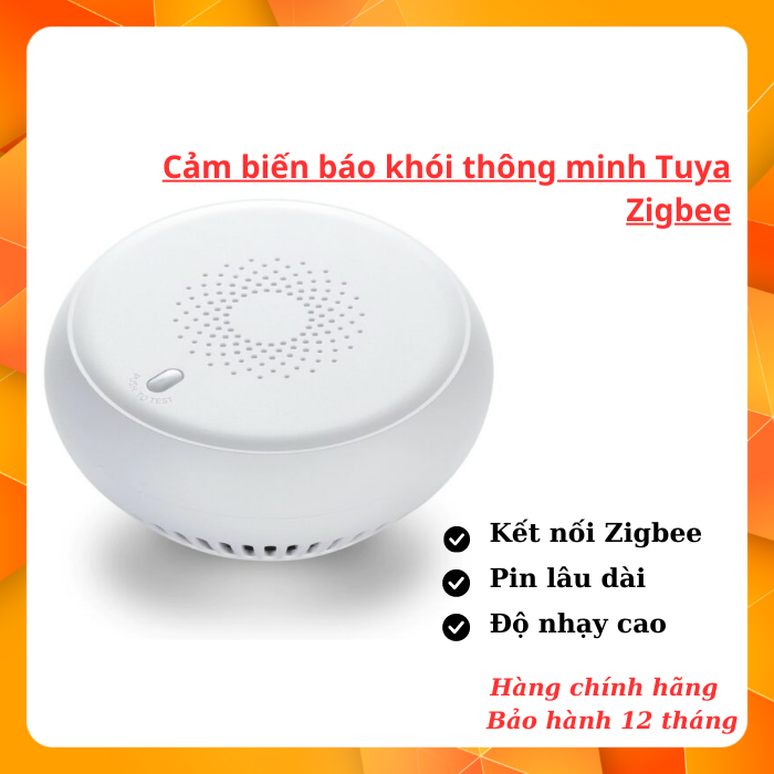 Cảm biến báo khói thông minh Tuya Zigbee