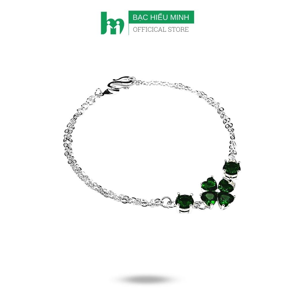 Lắc tay nữ bạc ta nguyên chất s99 cỏ 4 lá may mắn bạc hiểu minh ltu482